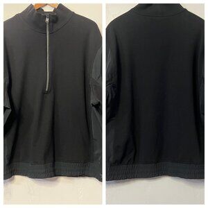 Athleta Triumph Hybrid Sweatshirt XL Black 1/2 Zip Athleisure Preppy Casual
